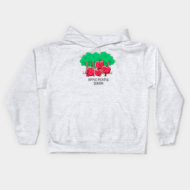 Apple Picking Kids Hoodie by spookylili